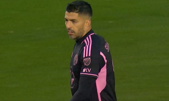 Luis Suarez pictured during Inter Miami's pre-season friendly game against FC Dallas in January 2024